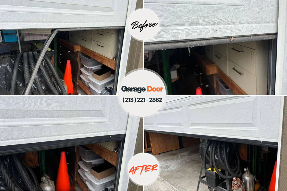Before and after: garage door repair Elkhart, KS